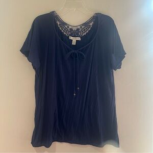 French Laundry Blue Lace Detail Women's Top